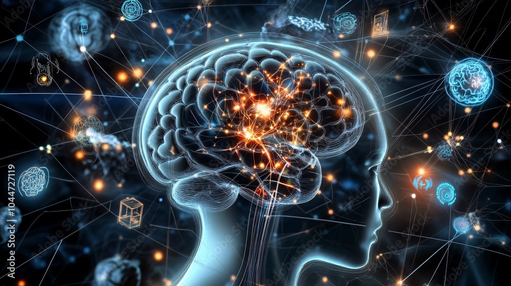 Abstract Visual of Glowing Neural Path in Brain Abstract Visual of Glowing Neural Path in Brain