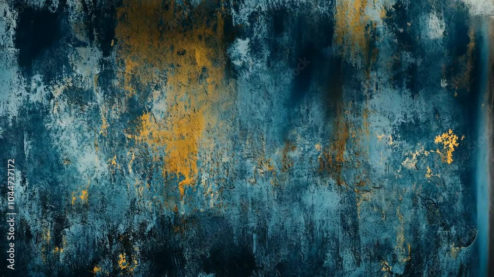 A close-up view of a blue and gold textured wall, showing the natural imperfections and beauty of the material