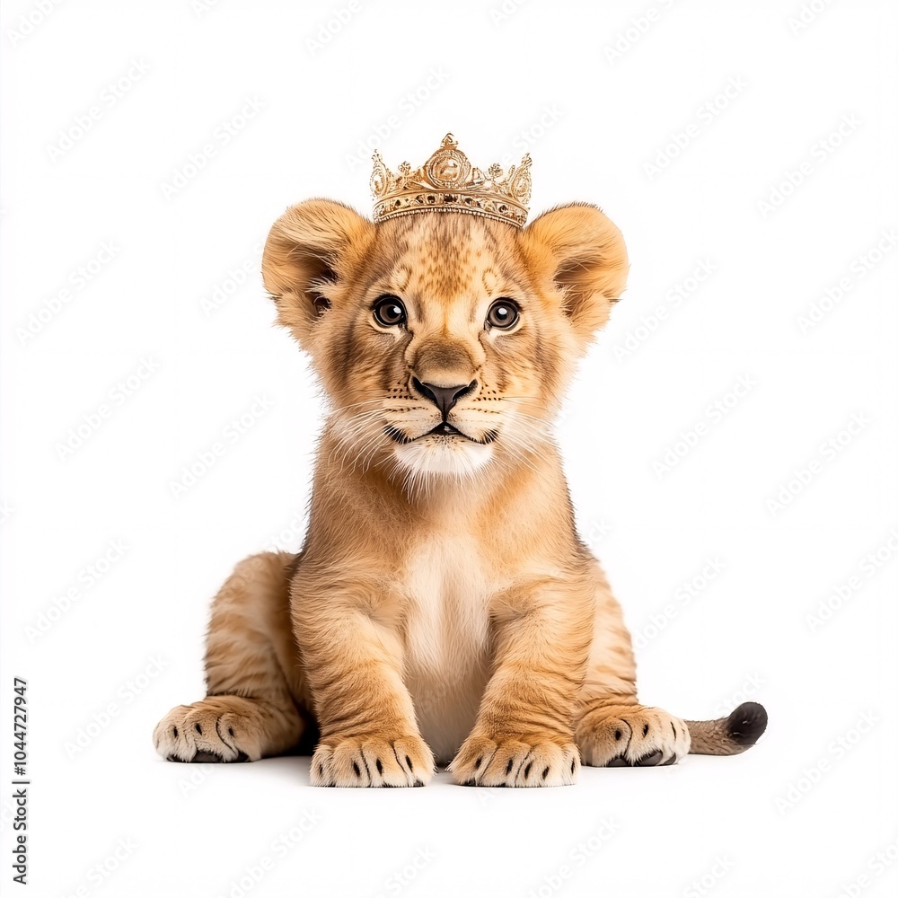 Adorable Lion Cub Dressed as a Princess with Crown