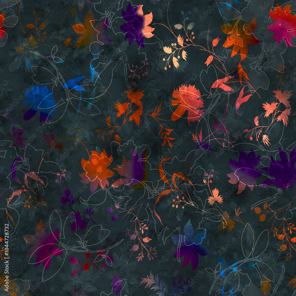 Obraz premium Floral Allover pattern on background