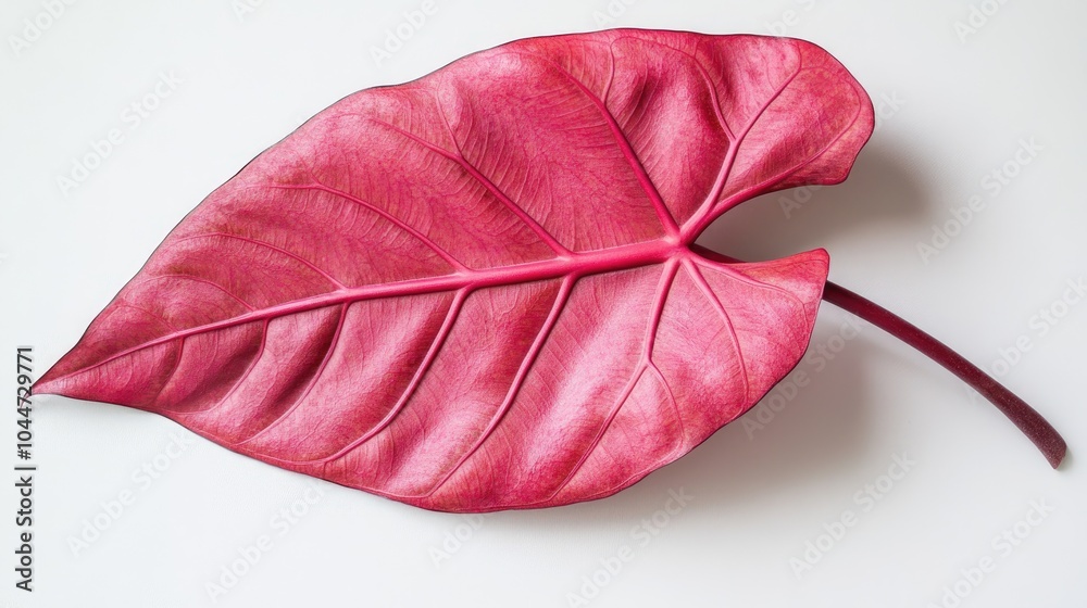 Exotic houseplant leaf featuring a distinctive metallic red hue from the Alocasia Azlanii variety Exotic houseplant leaf featuring a distinctive metallic red hue from the Alocasia Azlanii variety