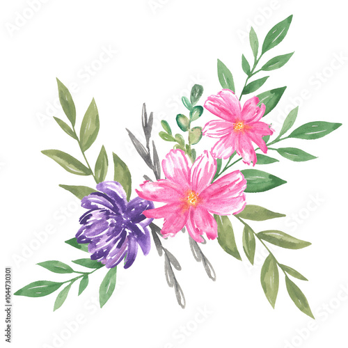 Bouquet of Flowers Botanical Watercolor