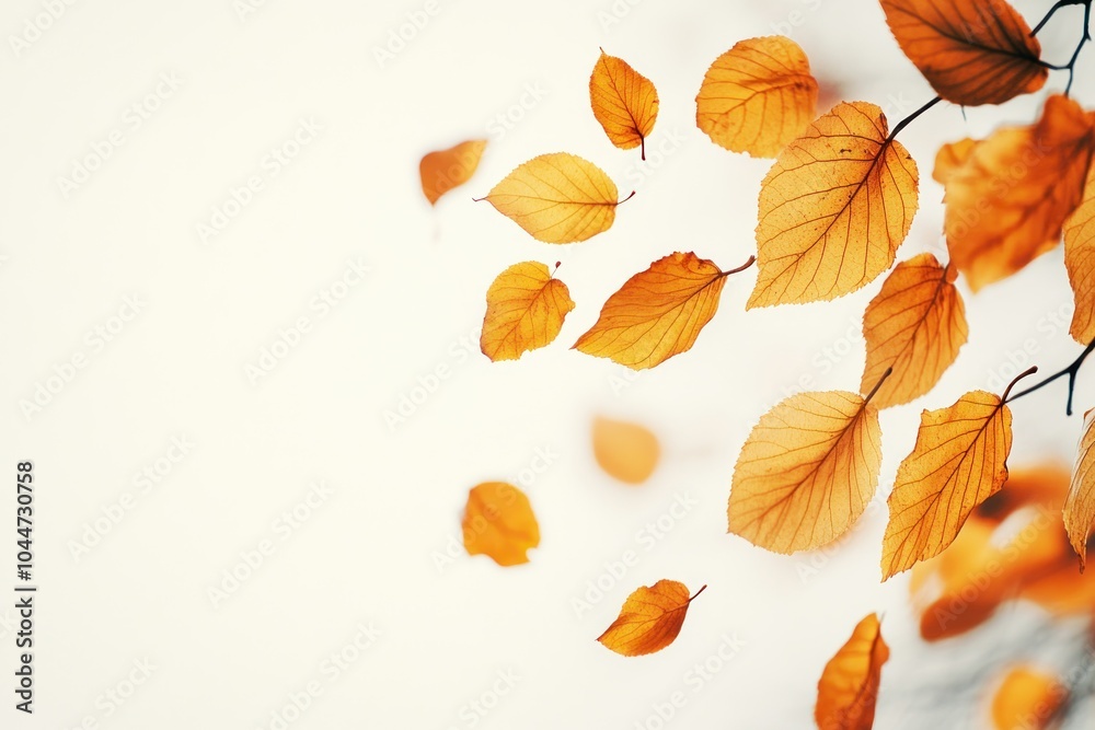 Obraz premium Autumn Leaves Falling on Light Background