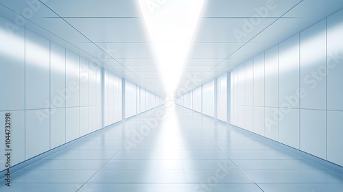 Wallpaper Mural A futuristic white hallway with a glowing light at the end,white hallway with a bright light at the end,Empty white futuristic corridor with a glowing light in the distance Torontodigital.ca