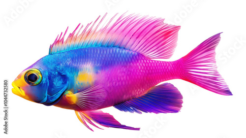 A vibrant, colorful fish showcasing brilliant shades of pink isolated on a transparent background