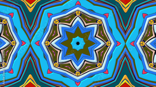 Abstract colorful psychedelic mandala kaleidoscope background pattern for a summer music festival 