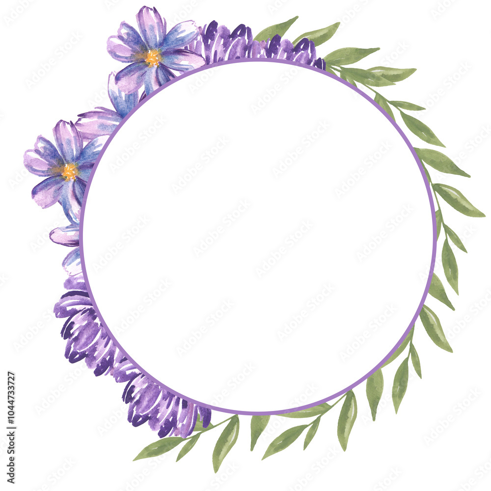 Frame Bouquet of Flowers Botanical Watercolor Frame Bouquet of Flowers Botanical Watercolor