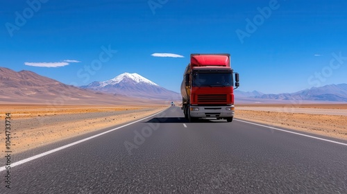 Majestic truck journey through rugged landscapes