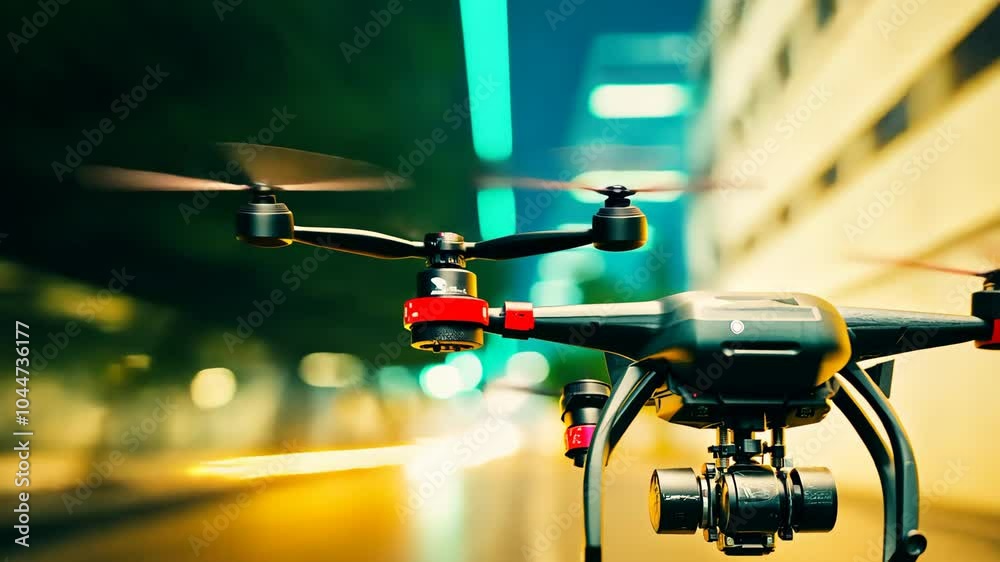 Drone technology in action showcasing aerial capabilities at sunset Drone technology in action showcasing aerial capabilities at sunset
