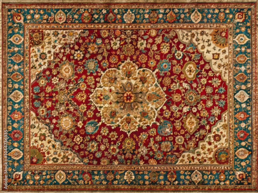 Fototapeta premium Vibrant Persian Rugs Showcasing Rich Colors and Intricate Patterns for Elegant Home Decor
