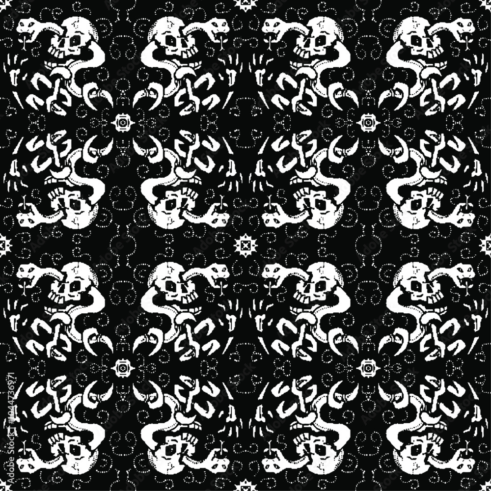 Seamless Skull Pattern in Bold Black and White Design Seamless Skull Pattern in Bold Black and White Design