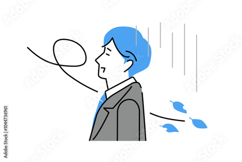 木枯らしと仕事に失敗して落ち込むビジネスマンのイメージイラスト