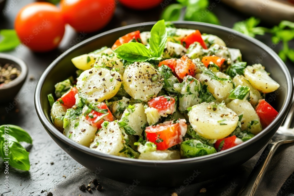 Fresh Vegetable Salad with Herbs and Dressing Fresh Vegetable Salad with Herbs and Dressing