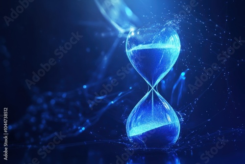 Blue Hourglass Floating in Digital Space