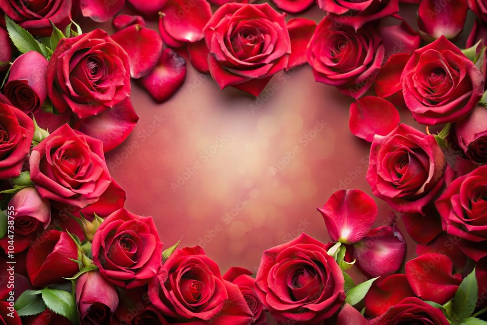 Silhouette of red rose flowers border with petals Silhouette of red rose flowers border with petals