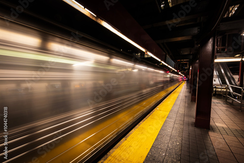 New York city train in high speed transit, USA photo