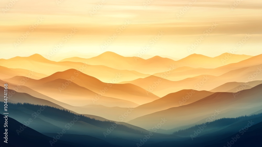 Fototapeta premium Golden Hour Landscape with Blurred Background Effect