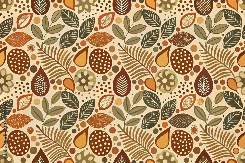 Seamless repeating pattern of abstract organic shapes in earth tones