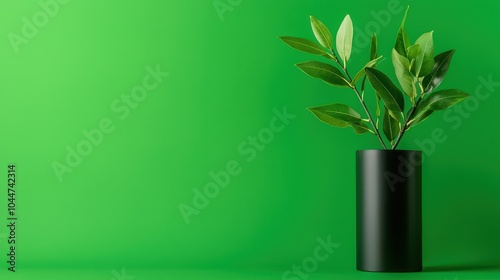 Lush green leaves in a minimalist vase