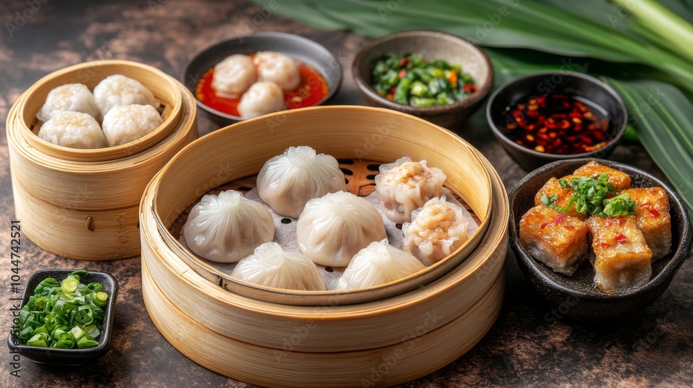Elegant Traditional Plating of Various Dumplings