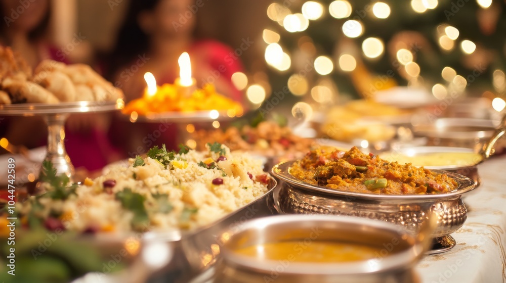 Festive Dining with Vibrant Curries and Dishes Festive Dining with Vibrant Curries and Dishes