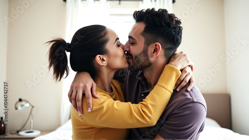 kissing couple room background