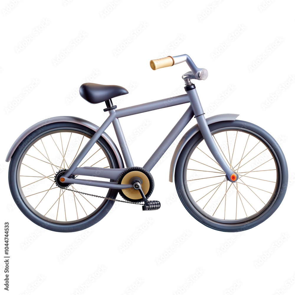 Obraz premium A detailed gray bicycle illustration showing a classic design with spokes and a sleek frame. Ideal for design projects or bike enthusiasts.