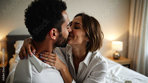 kissing couple room background