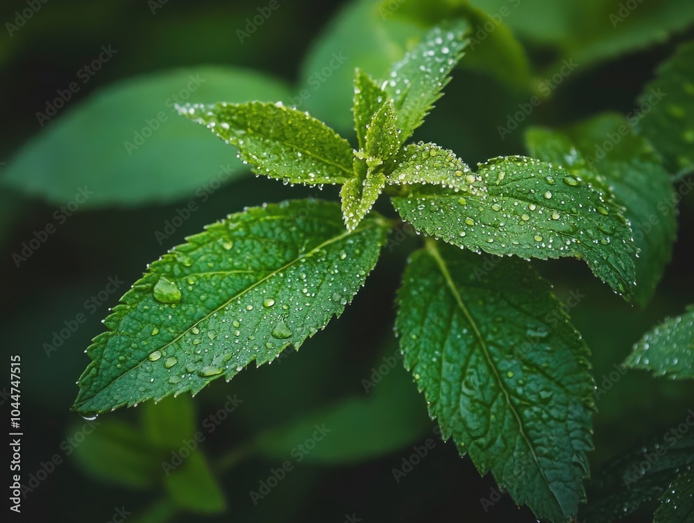 Green Leaf with Water Droplets Green Leaf with Water Droplets