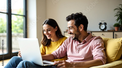 lovely couple sitting on sofa