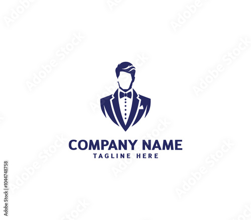 Vector tuxedo men logo design. Bow tie tuxedo suit gentleman fashion tailor clothes. Gentleman's suit