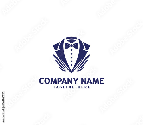 Vector tuxedo men logo design. Bow tie tuxedo suit gentleman fashion tailor clothes. Gentleman's suit