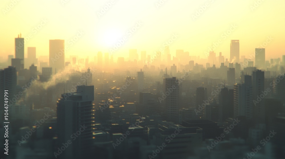 Fototapeta premium Soft Focus Morning Light Over City Skyline