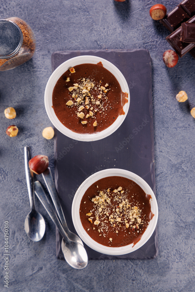 delicious homemade chocolate mousse with nuts delicious homemade chocolate mousse with nuts