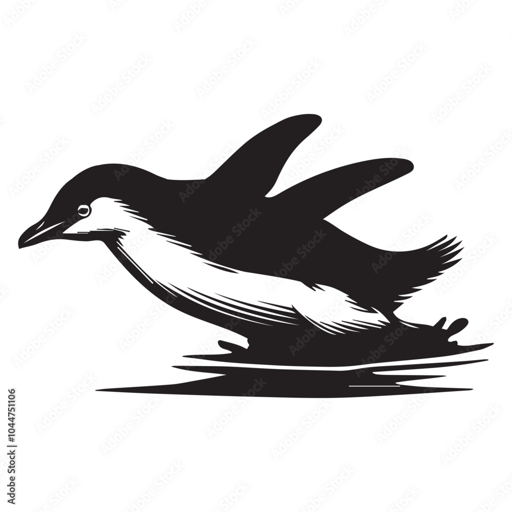 Naklejka premium Little Blue Penguin Vector illustration in black and white