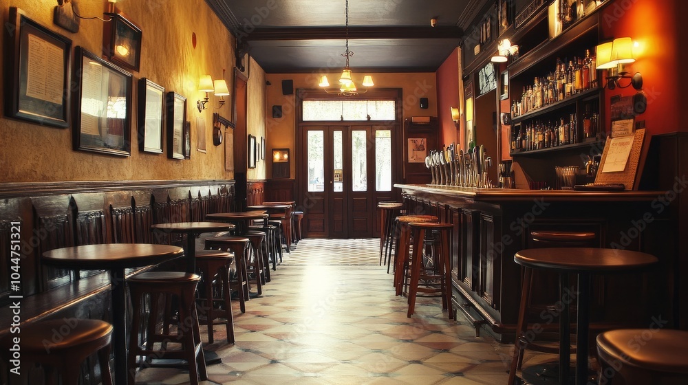 This is the inside of a contemporary tavern in Europe. This is the inside of a contemporary tavern in Europe.