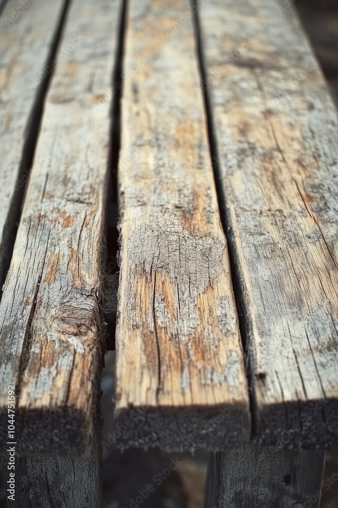 Wooden bench on beach