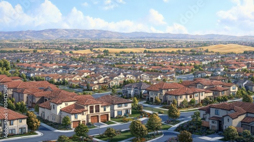 Bright Suburban Community with Clean Lines and Lighting