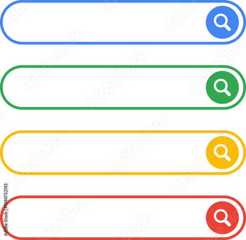 4 flat rounded search bars vector set