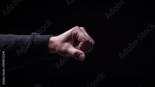 The gesture of determination a fist against the dark