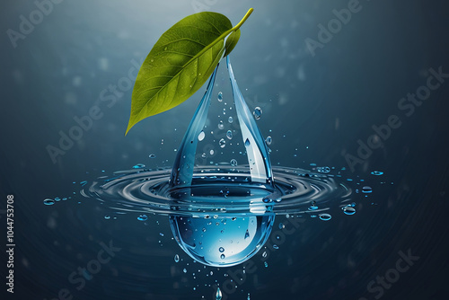 Obraz na płótnie Digital Blue Water Drop Icon with Binary Code Patterns for AI Water Resource Management w salonie