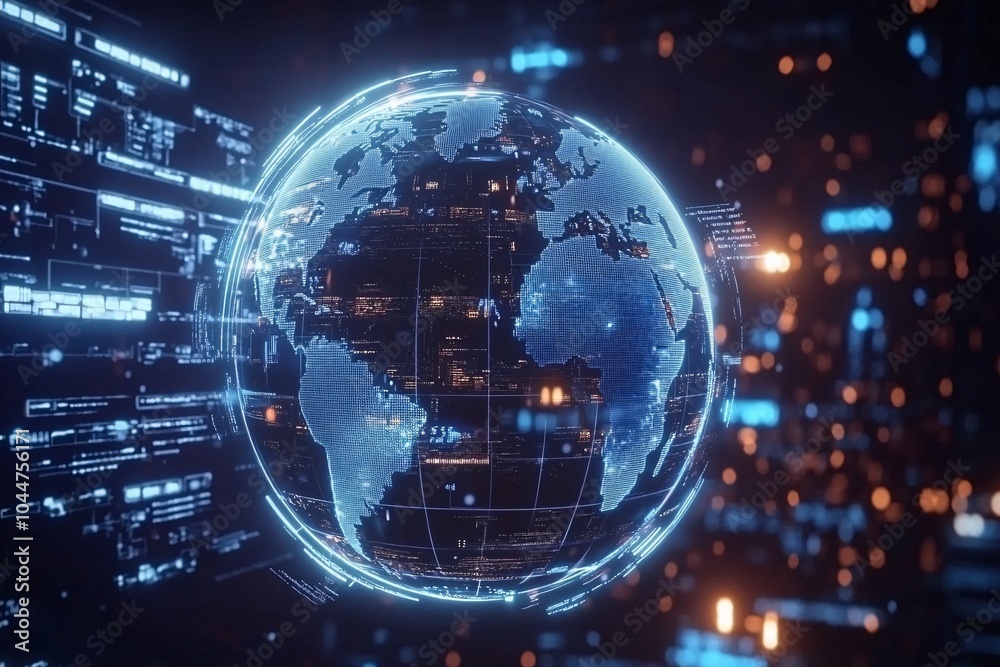 Digital Globe: Futuristic Technology and Network Connection Digital Globe: Futuristic Technology and Network Connection
