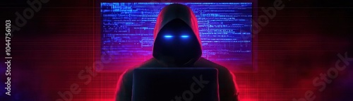 Mysterious hacker in digital realm photo