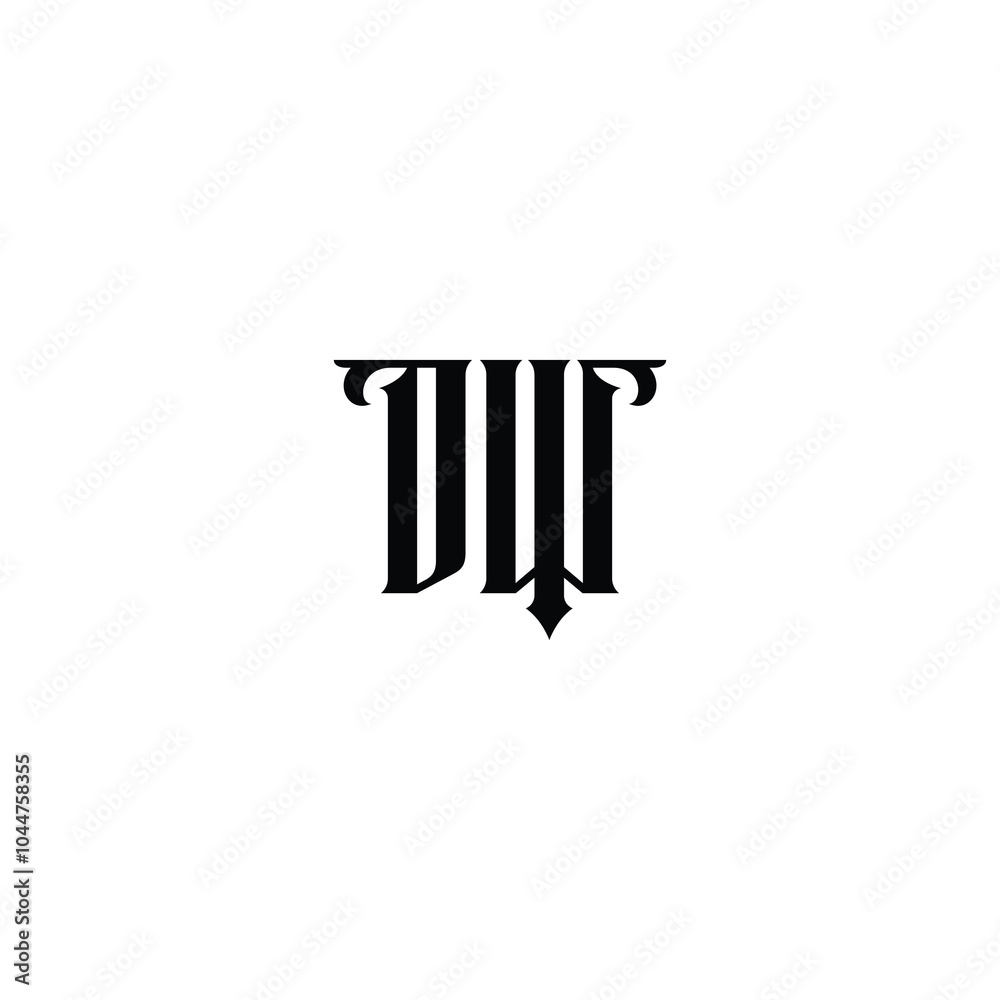 DW monogram logo design letter text name symbol monochrome logotype alphabet character simple logo