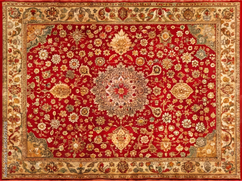 Fototapeta premium Vibrant Persian Rugs in Beautiful Colors Showcasing Intricate Patterns for Home Decor and Design