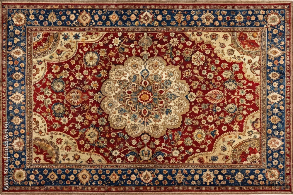 Fototapeta premium Vibrant Persian Rugs in Rich Colors Showcasing Intricate Patterns and Timeless Craftsmanship