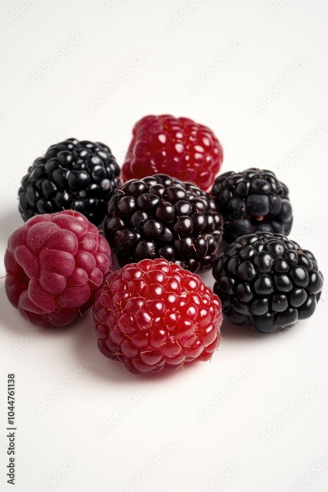Raspberries on White Surface