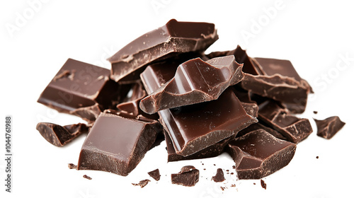 Chocolate bar pieces isolated on a transparent or white background photo