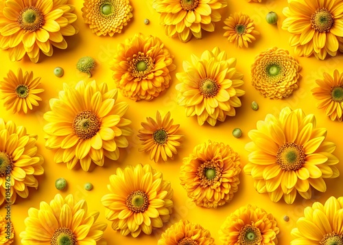 Bright Yellow Flowers Pattern for Fashion, T-Shirts, and Wrapping Paper - Nature-Inspired Art for Relaxed Styles for Boys and Girls