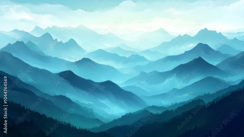 Obraz premium Serene Mountain Ranges with Defined Contrast and Lighting